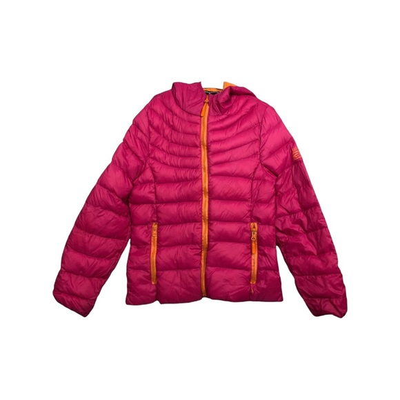 Weatherproof Other - Weatherproof  Girls Pink Orange Hooded Long Sleeves Full Zipper Puffer Jacket M
